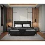 BED MET MATRAS 180 cm x 200 cm, hout, textiel, houtmateriaal antraciet thumbnail 7