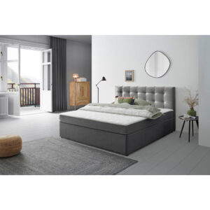 BED MET MATRAS x , hout, grafietkleurig textiel