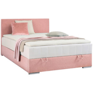 BED MET MATRAS 140 cm x 200 cm, roze textiel