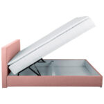 BED MET MATRAS 140 cm x 200 cm, roze textiel thumbnail 5