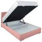 BED MET MATRAS 140 cm x 200 cm, roze textiel thumbnail 7