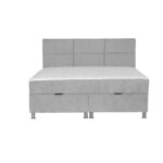 BED MET MATRAS 160 cm x 200 cm, hout, textiel, houtmateriaal lichtgrijs thumbnail 1