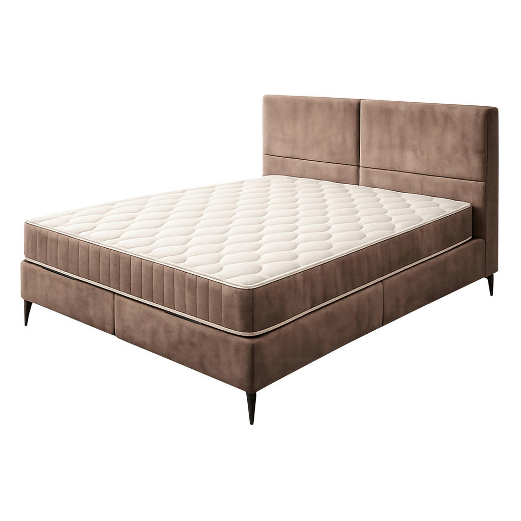 BED MET MATRAS x, hout, metaal bruin