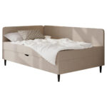 BED MET MATRAS 90 cm x 200 cm, textiel wit thumbnail 2