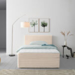 BED MET MATRAS x, hout, wit textiel thumbnail 1