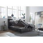 BED MET MATRAS 180 cm x 200 cm, houtmateriaal, textiel antraciet thumbnail 2