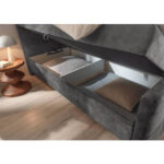 BED MET MATRAS 180 cm x 200 cm, textiel, materiaal hout antraciet thumbnail 3