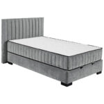 BED MET MATRAS 120 cm x 200 cm, textiel, materiaal hout antraciet thumbnail 1