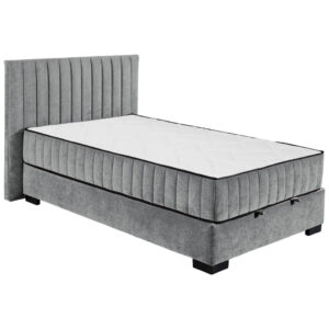 BED MET MATRAS 120 cm x 200 cm, textiel, materiaal hout antraciet