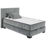 BED MET MATRAS 120 cm x 200 cm, textiel, materiaal hout antraciet thumbnail 3