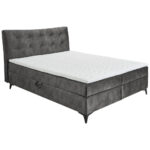 BED MET MATRAS 180 cm x 200 cm, houtmateriaal, textiel antraciet thumbnail 1