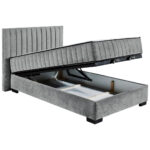 BED MET MATRAS 120 cm x 200 cm, textiel, materiaal hout antraciet thumbnail 4