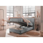 BED MET MATRAS 120 cm x 200 cm, textiel, materiaal hout antraciet thumbnail 6