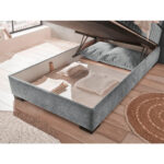 BED MET MATRAS 120 cm x 200 cm, textiel, materiaal hout antraciet thumbnail 7