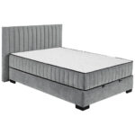 BED MET MATRAS 140 cm x 200 cm, textiel, materiaal hout antraciet thumbnail 1
