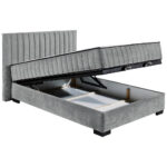 BED MET MATRAS 140 cm x 200 cm, textiel, materiaal hout antraciet thumbnail 5
