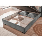 BED MET MATRAS 140 cm x 200 cm, textiel, materiaal hout antraciet thumbnail 6