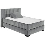 BED MET MATRAS 140 cm x 200 cm, textiel, materiaal hout antraciet thumbnail 7
