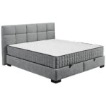 BED MET MATRAS 160 cm x 200 cm, textiel, materiaal hout antraciet thumbnail 1