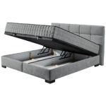 BED MET MATRAS 160 cm x 200 cm, textiel, materiaal hout antraciet thumbnail 3