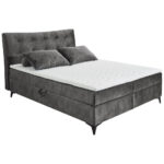 BED MET MATRAS 180 cm x 200 cm, houtmateriaal, textiel antraciet thumbnail 4