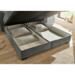 BED MET MATRAS 160 cm x 200 cm, textiel, materiaal hout antraciet thumbnail 4