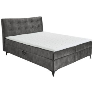 BED MET MATRAS 180 cm x 200 cm, houtmateriaal, textiel antraciet