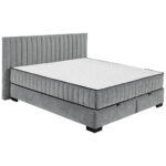 BED MET MATRAS 180 cm x 200 cm, textiel, materiaal hout antraciet thumbnail 1