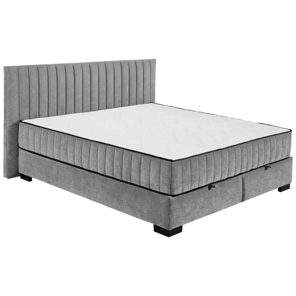 BED MET MATRAS 180 cm x 200 cm, textiel, materiaal hout antraciet