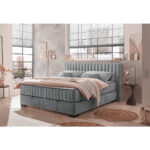 BED MET MATRAS 180 cm x 200 cm, textiel, materiaal hout antraciet thumbnail 2
