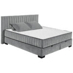 BED MET MATRAS 180 cm x 200 cm, textiel, materiaal hout antraciet thumbnail 3