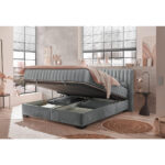 BED MET MATRAS 180 cm x 200 cm, textiel, materiaal hout antraciet thumbnail 4