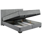 BED MET MATRAS 180 cm x 200 cm, textiel, materiaal hout antraciet thumbnail 5