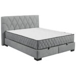 BED MET MATRAS 160 cm x 200 cm, textiel, materiaal hout antraciet thumbnail 1
