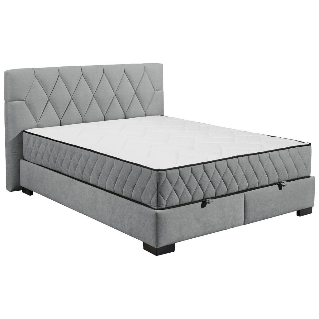 BED MET MATRAS 160 cm x 200 cm, textiel, materiaal hout antraciet