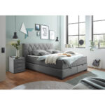 BED MET MATRAS 160 cm x 200 cm, textiel, materiaal hout antraciet thumbnail 2