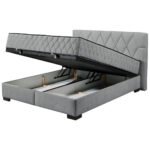 BED MET MATRAS 160 cm x 200 cm, textiel, materiaal hout antraciet thumbnail 3