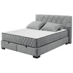 BED MET MATRAS 160 cm x 200 cm, textiel, materiaal hout antraciet thumbnail 5