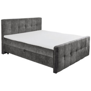 BED MET MATRAS 180 cm x 200 cm, textiel, materiaal hout antraciet