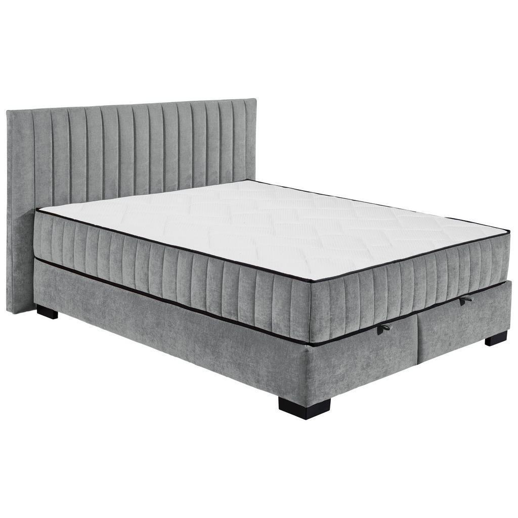 BED MET MATRAS 160 cm x 200 cm, textiel, materiaal hout antraciet