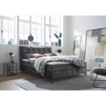 BED MET MATRAS 180 cm x 200 cm, houtmateriaal, textiel antraciet thumbnail 6