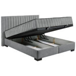 BED MET MATRAS 160 cm x 200 cm, textiel, materiaal hout antraciet thumbnail 5