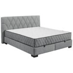 BED MET MATRAS 180 cm x 200 cm, textiel, materiaal hout antraciet thumbnail 1