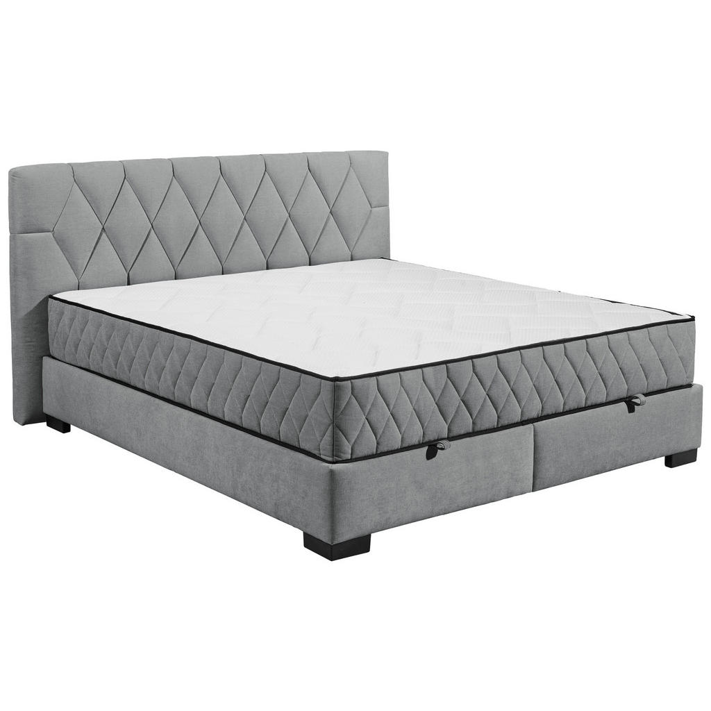 BED MET MATRAS 180 cm x 200 cm, textiel, materiaal hout antraciet