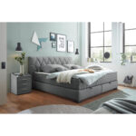 BED MET MATRAS 180 cm x 200 cm, textiel, materiaal hout antraciet thumbnail 2