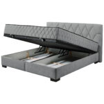 BED MET MATRAS 180 cm x 200 cm, textiel, materiaal hout antraciet thumbnail 5