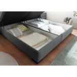 BED MET MATRAS 180 cm x 200 cm, textiel, materiaal hout antraciet thumbnail 6