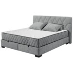 BED MET MATRAS 180 cm x 200 cm, textiel, materiaal hout antraciet thumbnail 7