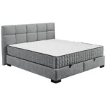 BED MET MATRAS 180 cm x 200 cm, textiel, materiaal hout antraciet thumbnail 1