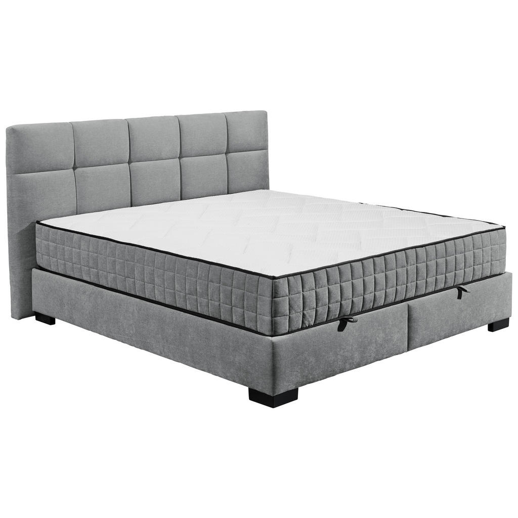BED MET MATRAS 180 cm x 200 cm, textiel, materiaal hout antraciet